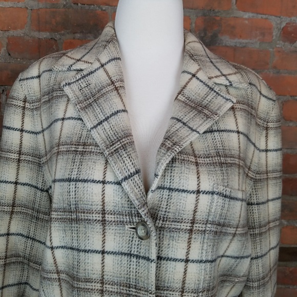 Armani Jeans Womens Blazer Ivory W/ Gray Brown - Picture 2 of 8